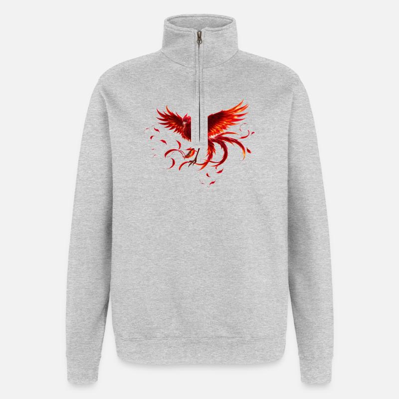 Scarlet Phoenix im Flug - Quarter-Zip-Sweatshirt - Grau meliert
