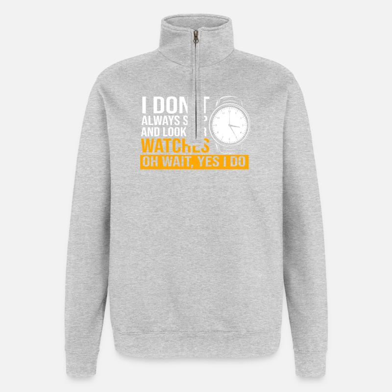 Mullet Haarschnitt Vokuhila - Quarter-Zip-Sweatshirt - Grau meliert