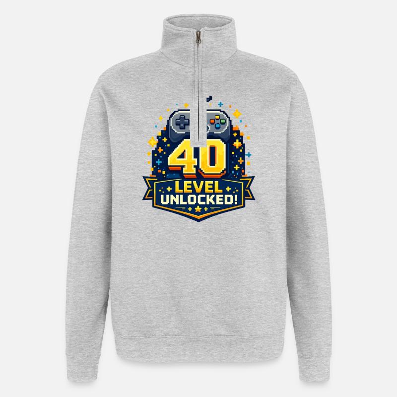 40 Level Unlocked Retro Controller - Quarter-Zip Sweatshirt - heather grey