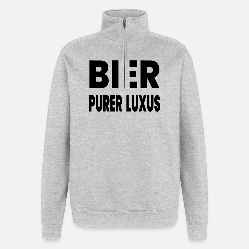 Bier - Quarter-Zip-Sweatshirt - Grau meliert