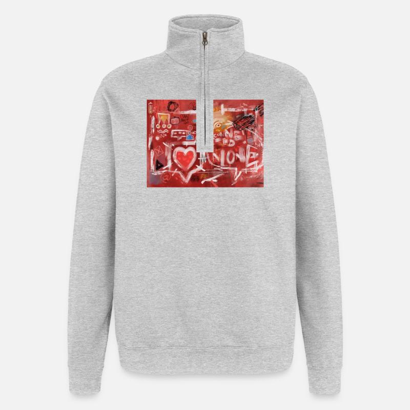 Connected-Alone-Severino-Canepa - Sweat à zip 1/4 - gris chiné