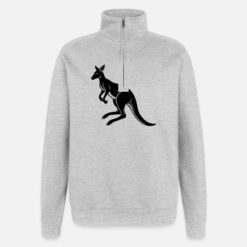 Känguru-Springen - Quarter-Zip-Sweatshirt - Grau meliert