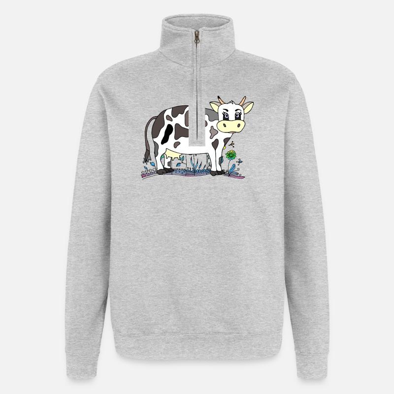 Cow - Quarter-Zip Sweatshirt - heather grey