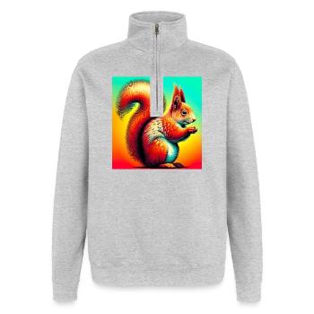 Eichhörnchen - Quarter-Zip-Sweatshirt - Grau meliert - Vorne - AI Model Female 172 light (172cm) & AI Model Male 178 dark (178cm)