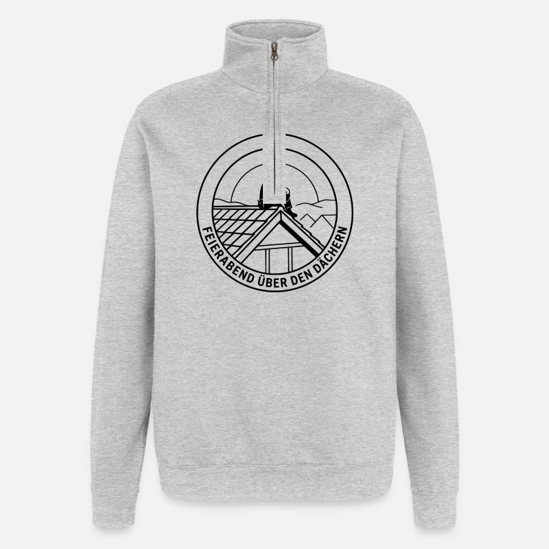 Dachdecker Feierabend über den Dächern - Quarter-Zip-Sweatshirt - Grau meliert