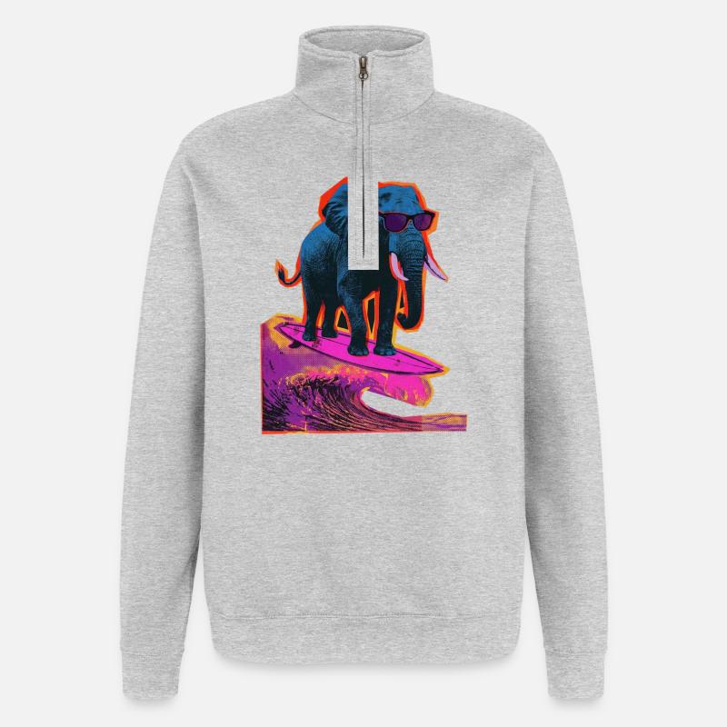 Surf d’éléphant Surf - Sweat à zip 1/4 - gris chiné