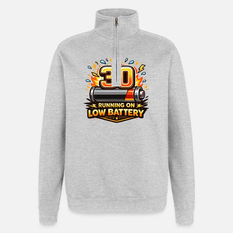 30: Runs on Low Battery - Quarter-Zip Sweatshirt - heather grey