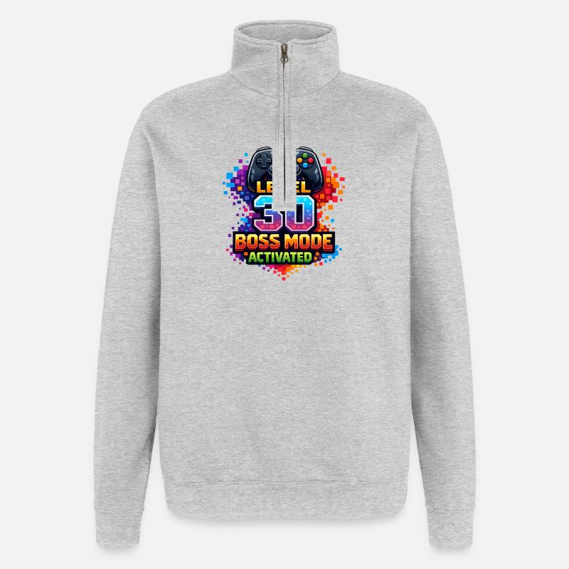 Level 30 Bossmodus Aktiviert - Sweat à zip 1/4 - gris chiné