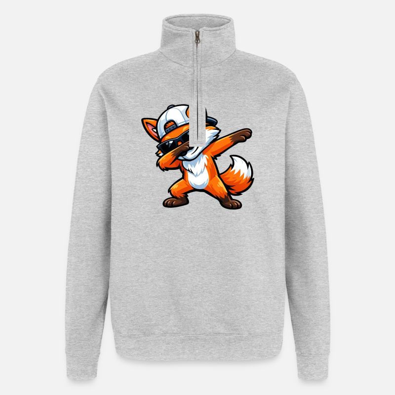Dab Fox - Sweat à zip 1/4 - gris chiné