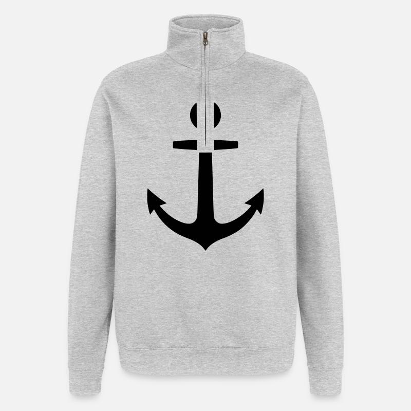 Anker Maritim Schiff Logo - Quarter-Zip-Sweatshirt - Grau meliert