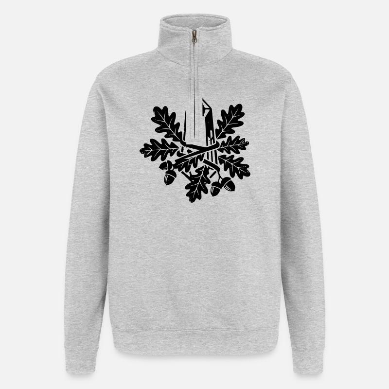 Kristall Eichenblatt Magie Wald - Quarter-Zip-Sweatshirt - Grau meliert