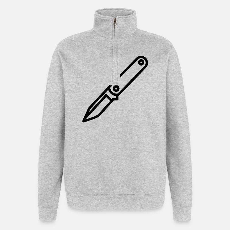 couteau - Sweat à zip 1/4 - gris chiné