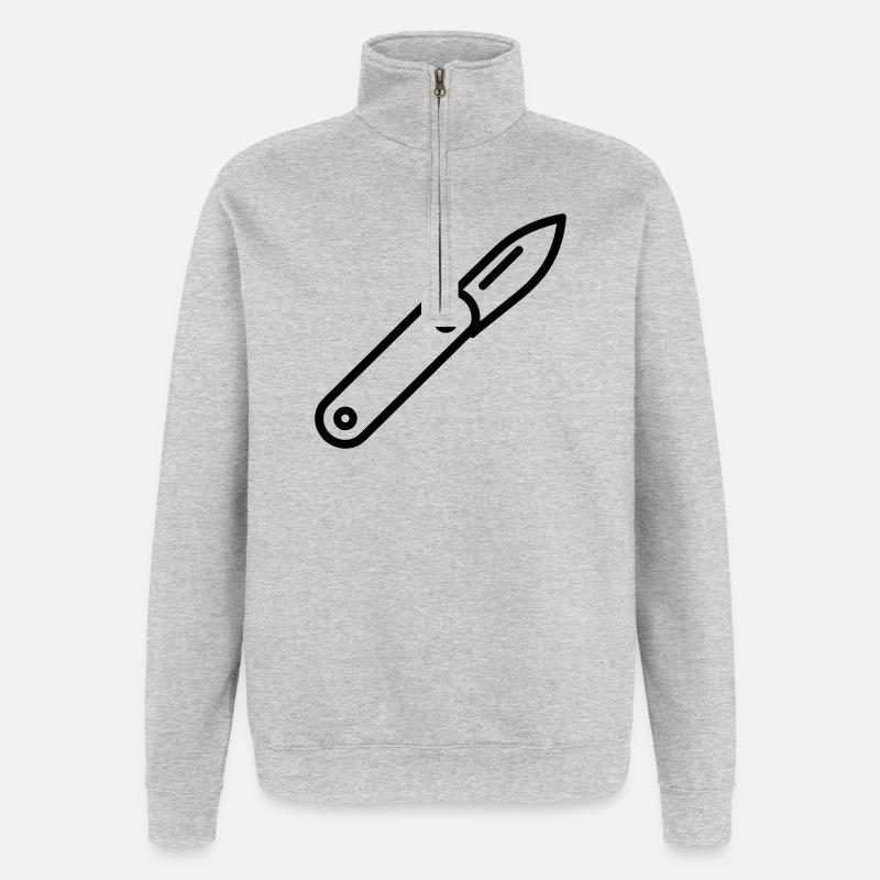 couteau - Sweat à zip 1/4 - gris chiné