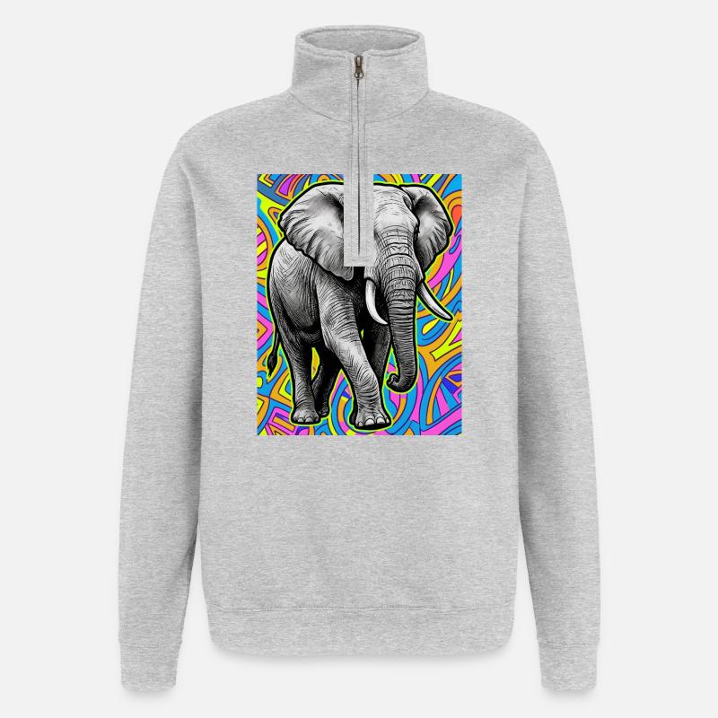 Elefant - Quarter-Zip-Sweatshirt - Grau meliert
