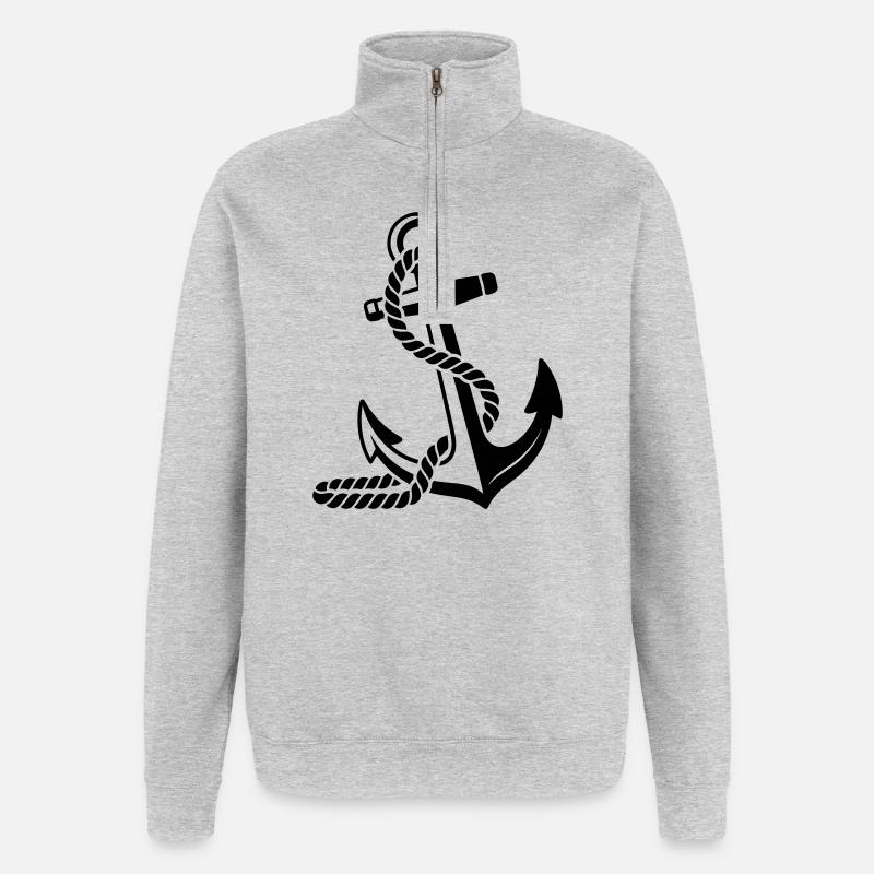 Ancre - Sweat à zip 1/4 - gris chiné