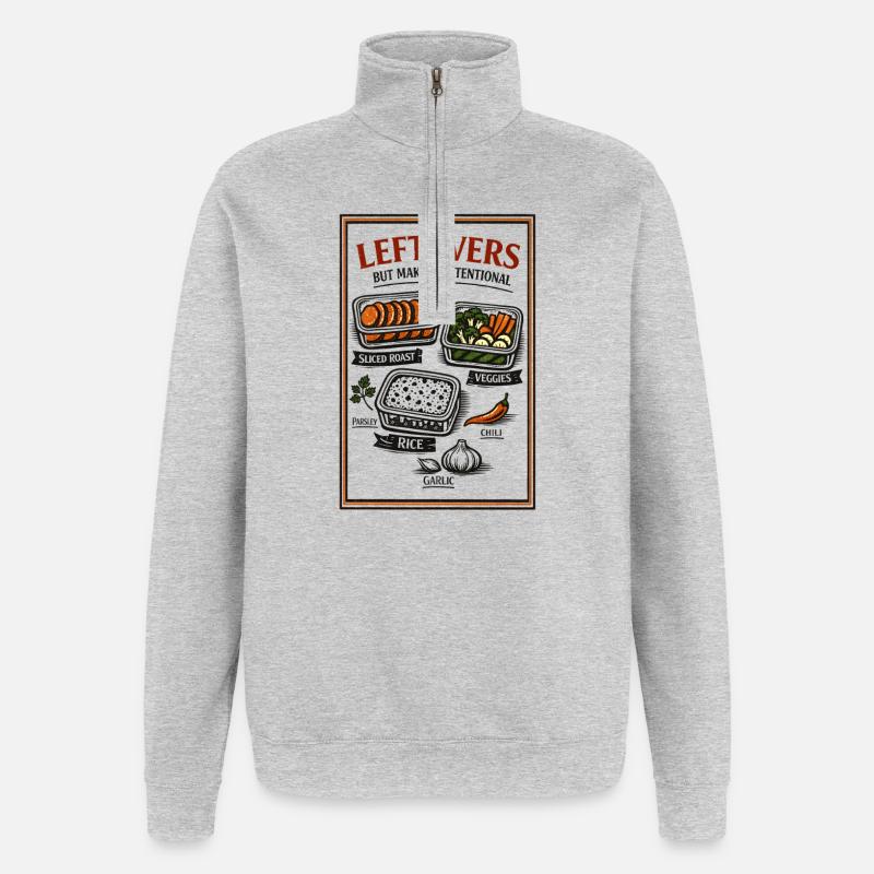 Reste mit Plan | Meal Prep Küche - Quarter-Zip-Sweatshirt - Grau meliert