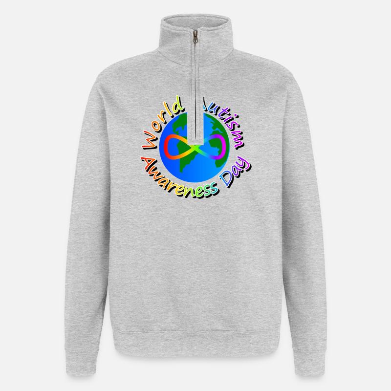 Journée mondiale de sensibilisation à l’autisme - Sweat à zip 1/4 - gris chiné