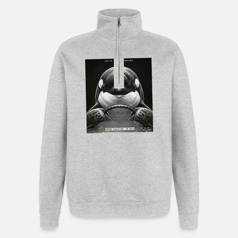Fisch Geblitzt - Quarter-Zip-Sweatshirt - Grau meliert