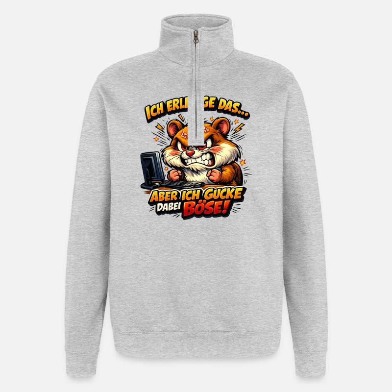 Ich mach das Hamster - Quarter-Zip-Sweatshirt - Grau meliert