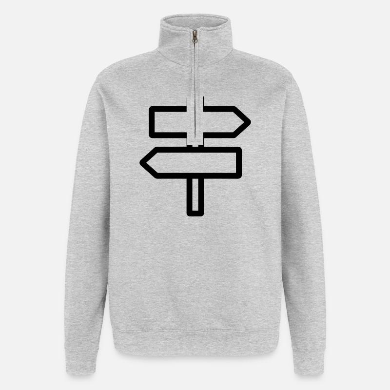 panneau direction - Sweat à zip 1/4 - gris chiné