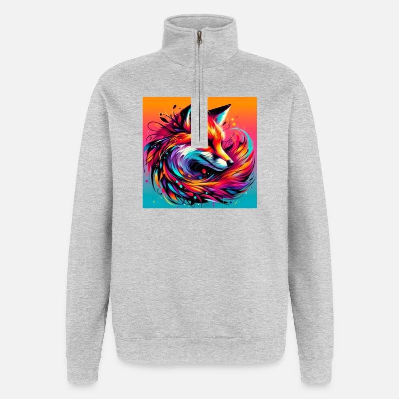 Fuchs - Quarter-Zip-Sweatshirt - Grau meliert