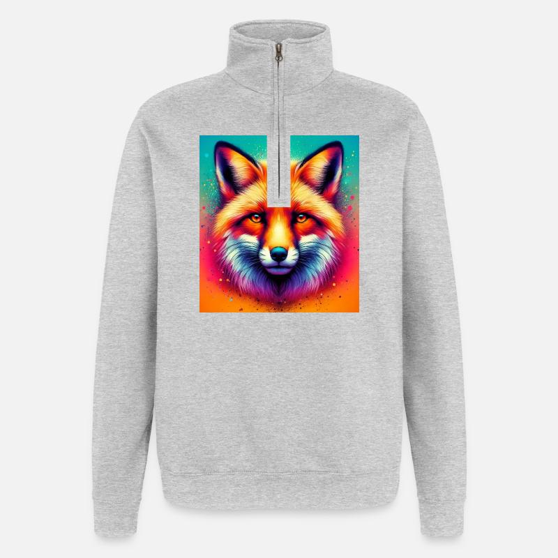 Fuchs - Quarter-Zip-Sweatshirt - Grau meliert