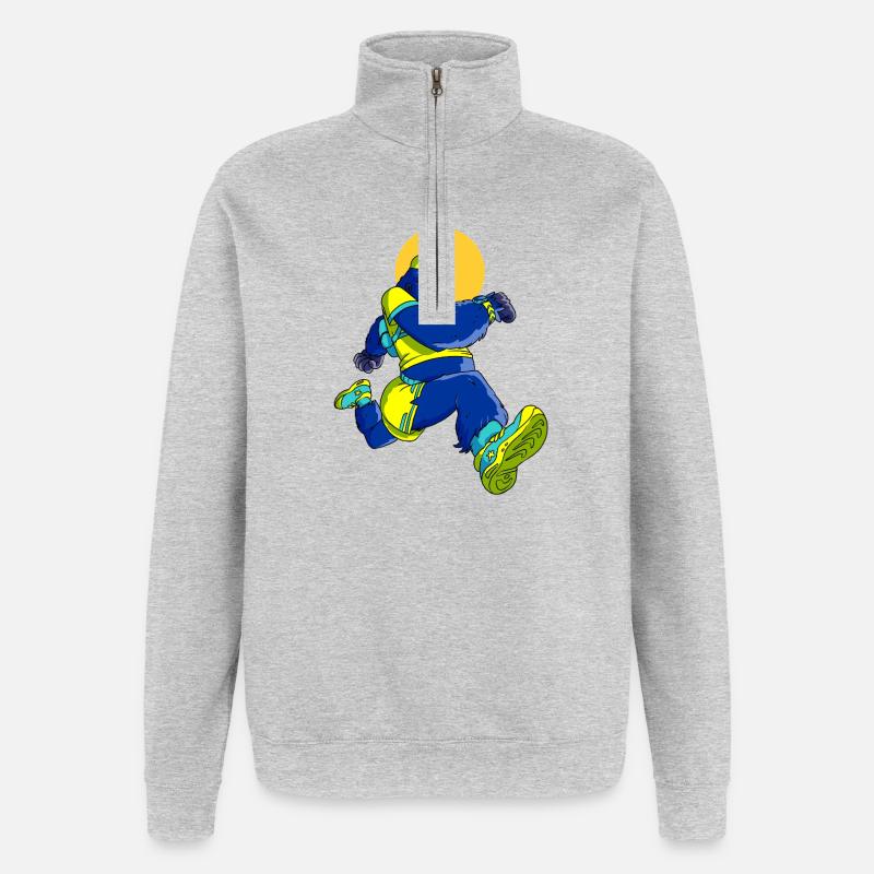 Blue Gorilla runner - Quarter-Zip Sweatshirt - heather grey
