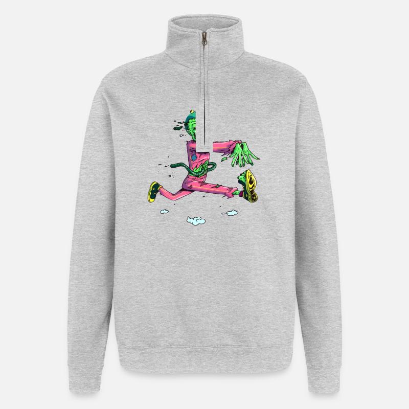 Zombie Runner Neon Pop - Quarter-Zip Sweatshirt - heather grey