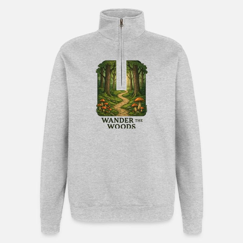 Waldpfad Wander durch den Wald - Quarter-Zip-Sweatshirt - Grau meliert