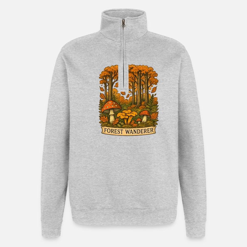 Waldwanderer Herbstpfad - Quarter-Zip-Sweatshirt - Grau meliert