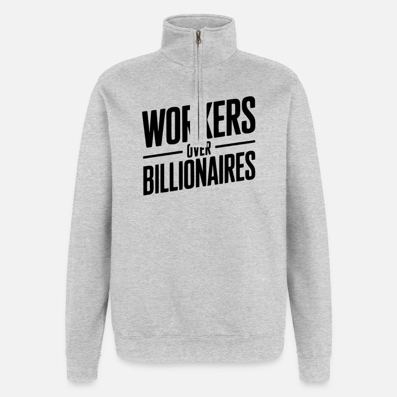 Arbeiter statt Milliardäre - Quarter-Zip-Sweatshirt - Grau meliert