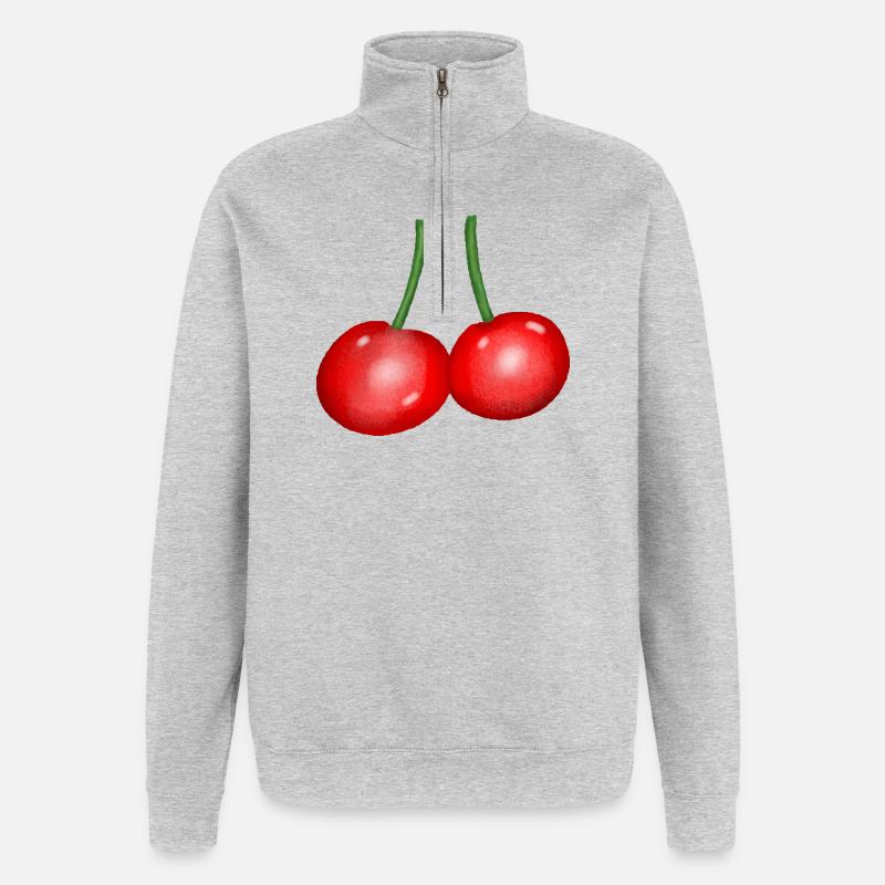 Cherry Duo Fruit Cherry Fruit - Quarter-Zip Sweatshirt - heather grey