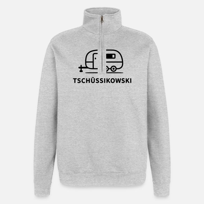Tschüssikowski Camping Urlaub Wohnwagen Ferien - Quarter-Zip-Sweatshirt - Grau meliert