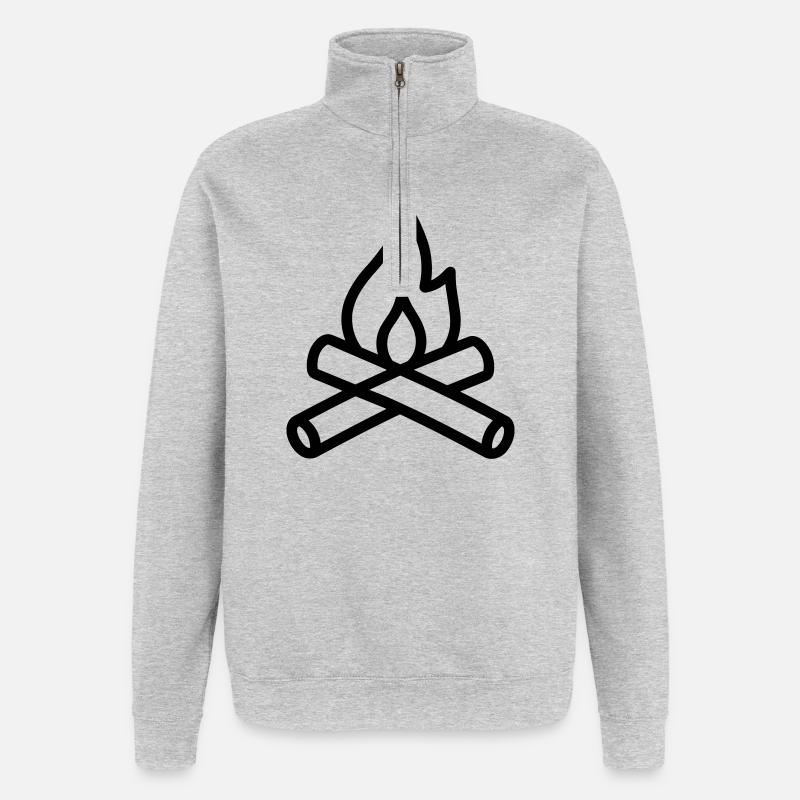 feu de camp - Sweat à zip 1/4 - gris chiné