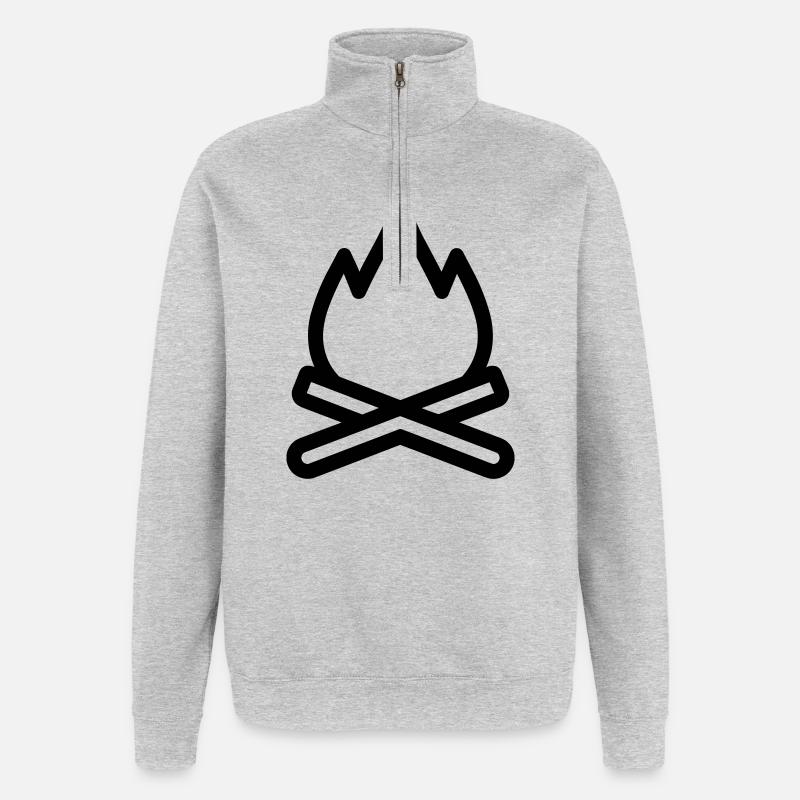 feu de camp - Sweat à zip 1/4 - gris chiné