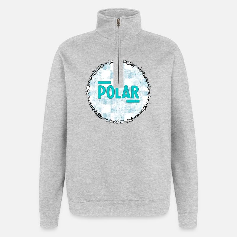 Polar Eisblau Logo Muster - Sweat à zip 1/4 - gris chiné
