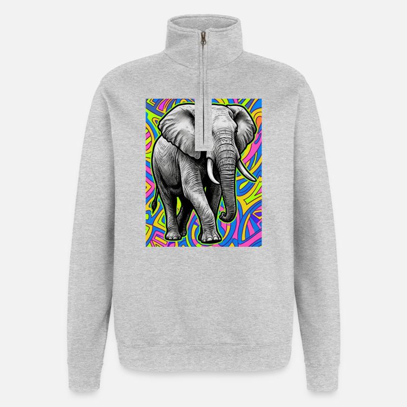 Elefant - Quarter-Zip-Sweatshirt - Grau meliert