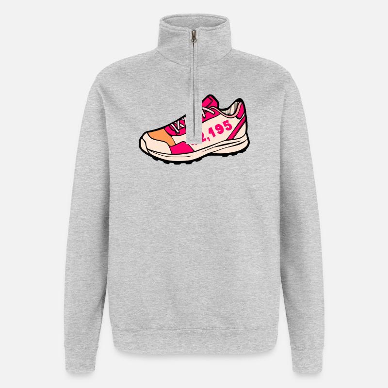 Chaussures de marathon à pied Course - Sweat à zip 1/4 - gris chiné