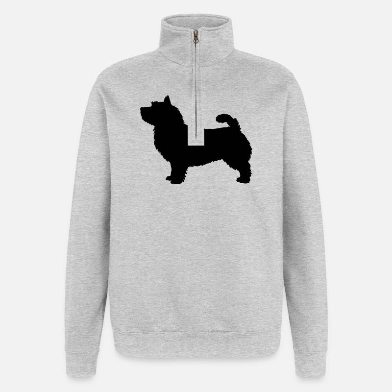 Silhouette du Norwich Terrier - Sweat à zip 1/4 - gris chiné