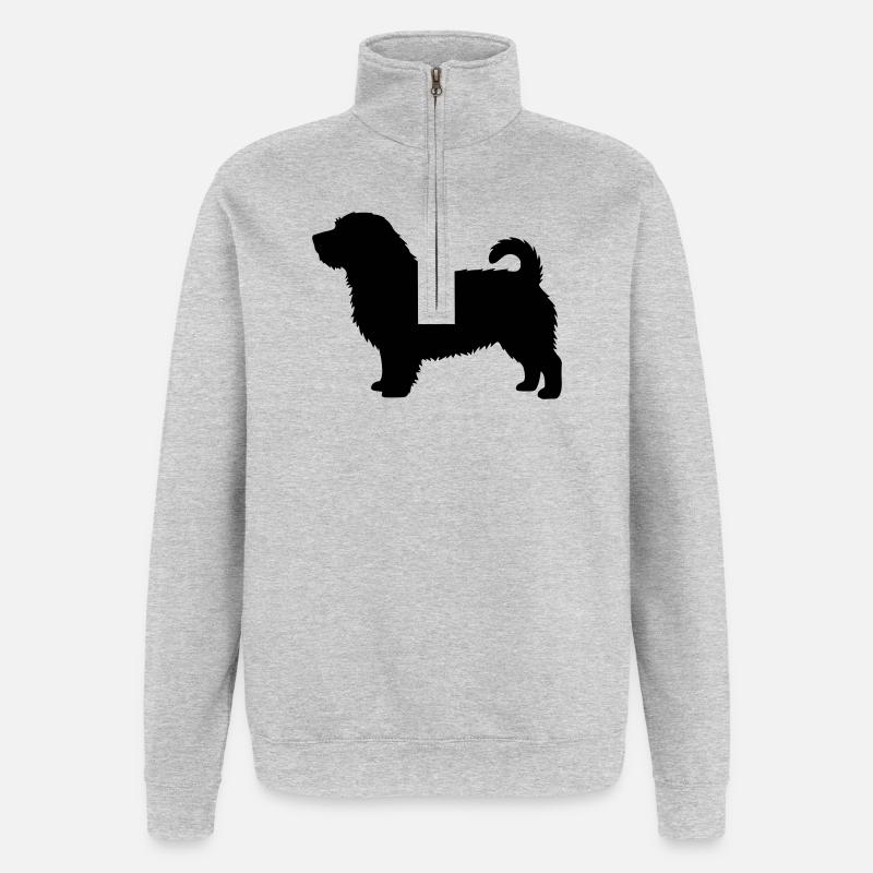Silhouette du Norfolk Terrier - Sweat à zip 1/4 - gris chiné
