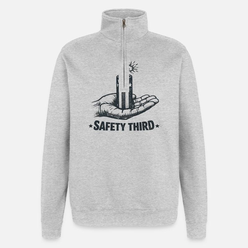 Sikkerhed først! Sarkastisk 4. juli Sicherh - Sweatshirt med 1/4 lynlås - grå meleret