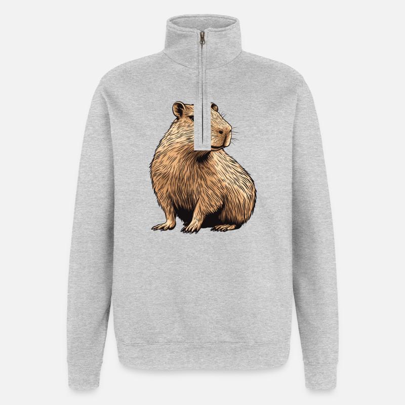 Capybara - Quarter-Zip Sweatshirt - heather grey