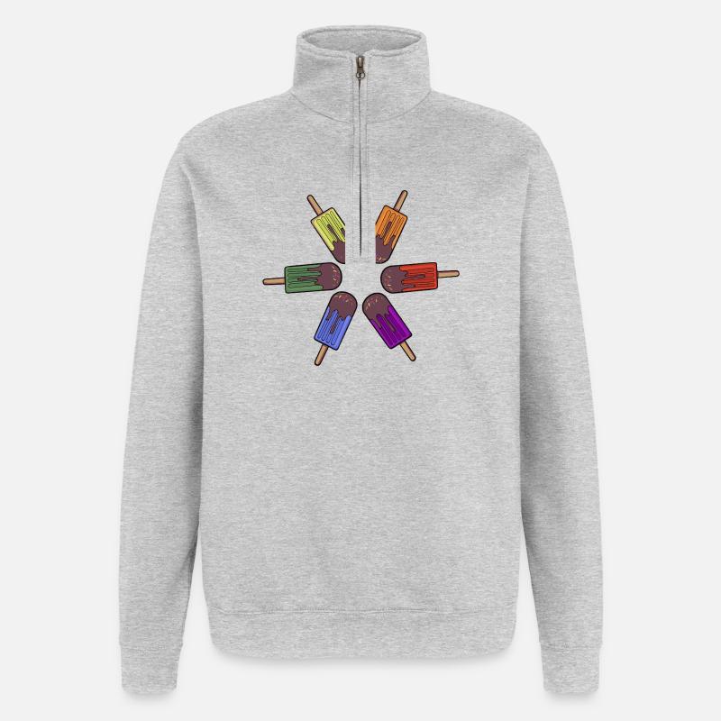 Rainbow Popsicle Circle - Quarter-Zip Sweatshirt - heather grey