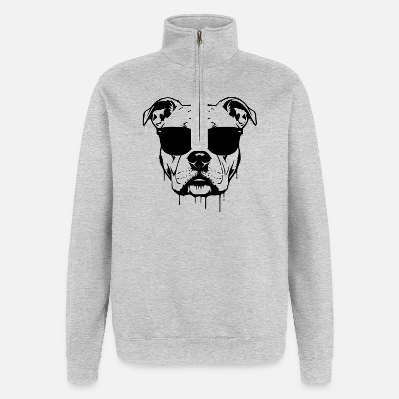 Pitbull Brille Graffiti - Quarter-Zip-Sweatshirt - Grau meliert