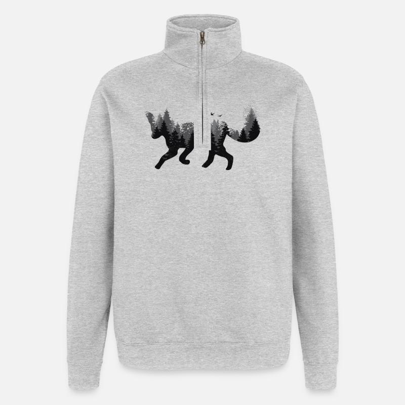 Fuchs & Wald - Quarter-Zip-Sweatshirt - Grau meliert