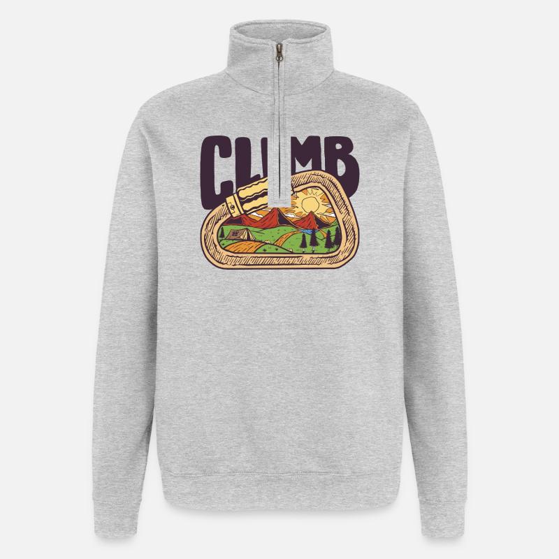 Klatring og bjerg - Sweatshirt med 1/4 lynlås - grå meleret