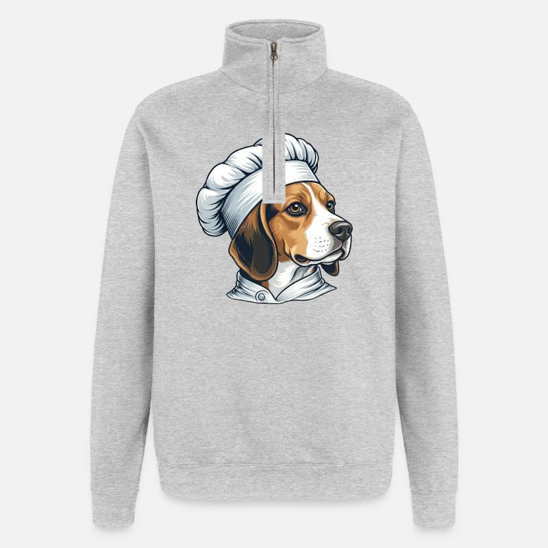 Beagle Koch – Lustiger Hunde Küchenchef - Quarter-Zip-Sweatshirt - Grau meliert
