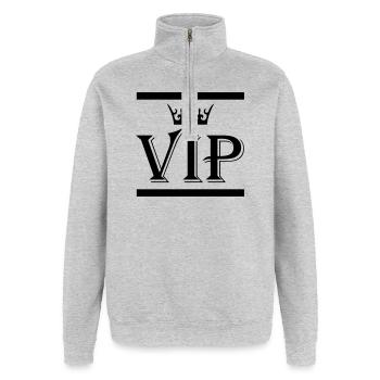Vip - Quarter-Zip-Sweatshirt - Grau meliert - Vorne - AI Model Female 172 light (172cm) & AI Model Male 178 dark (178cm)