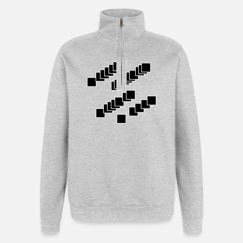 Cascade des carrés imbriqués - Sweat à zip 1/4 - gris chiné