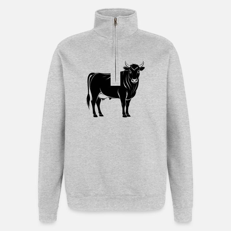 Angus-Bulle - Quarter-Zip-Sweatshirt - Grau meliert